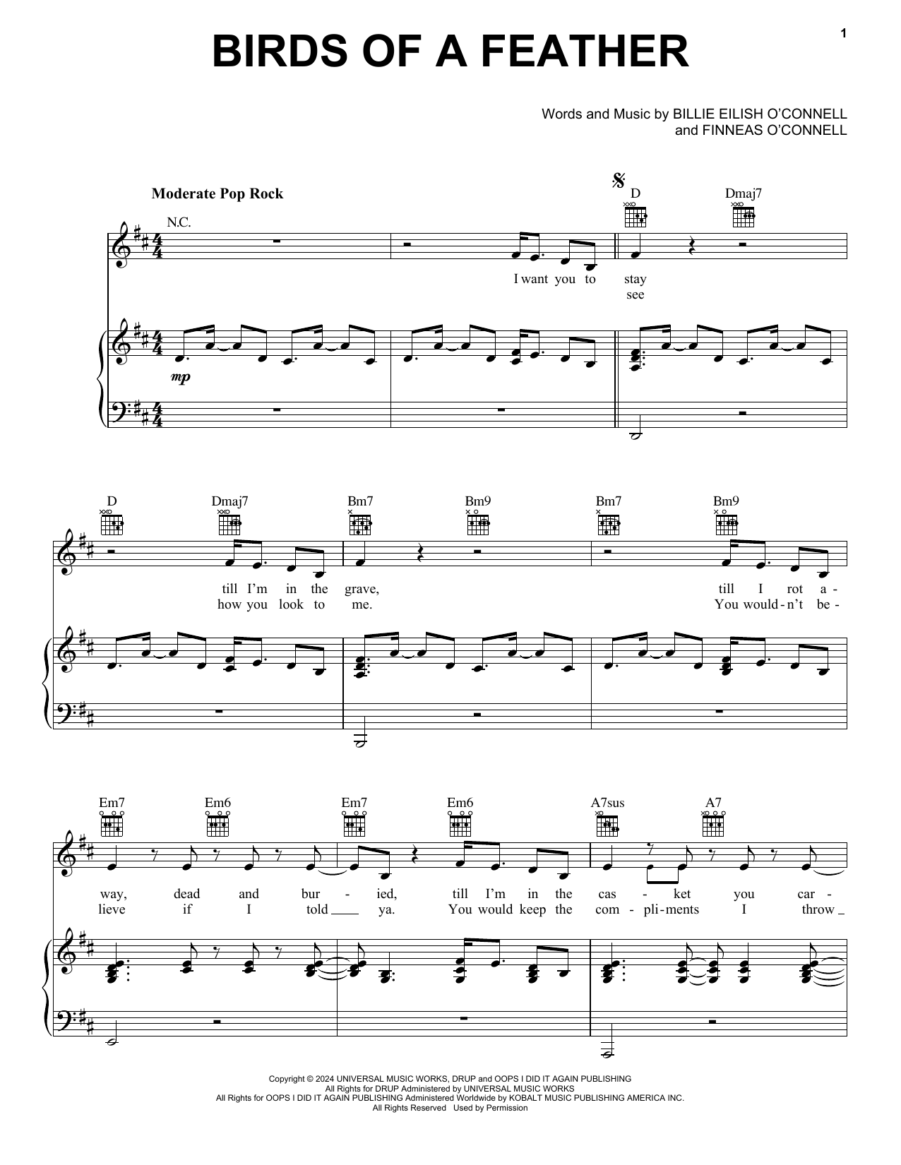 Download Billie Eilish BIRDS OF A FEATHER Sheet Music and learn how to play Super Easy Piano PDF digital score in minutes