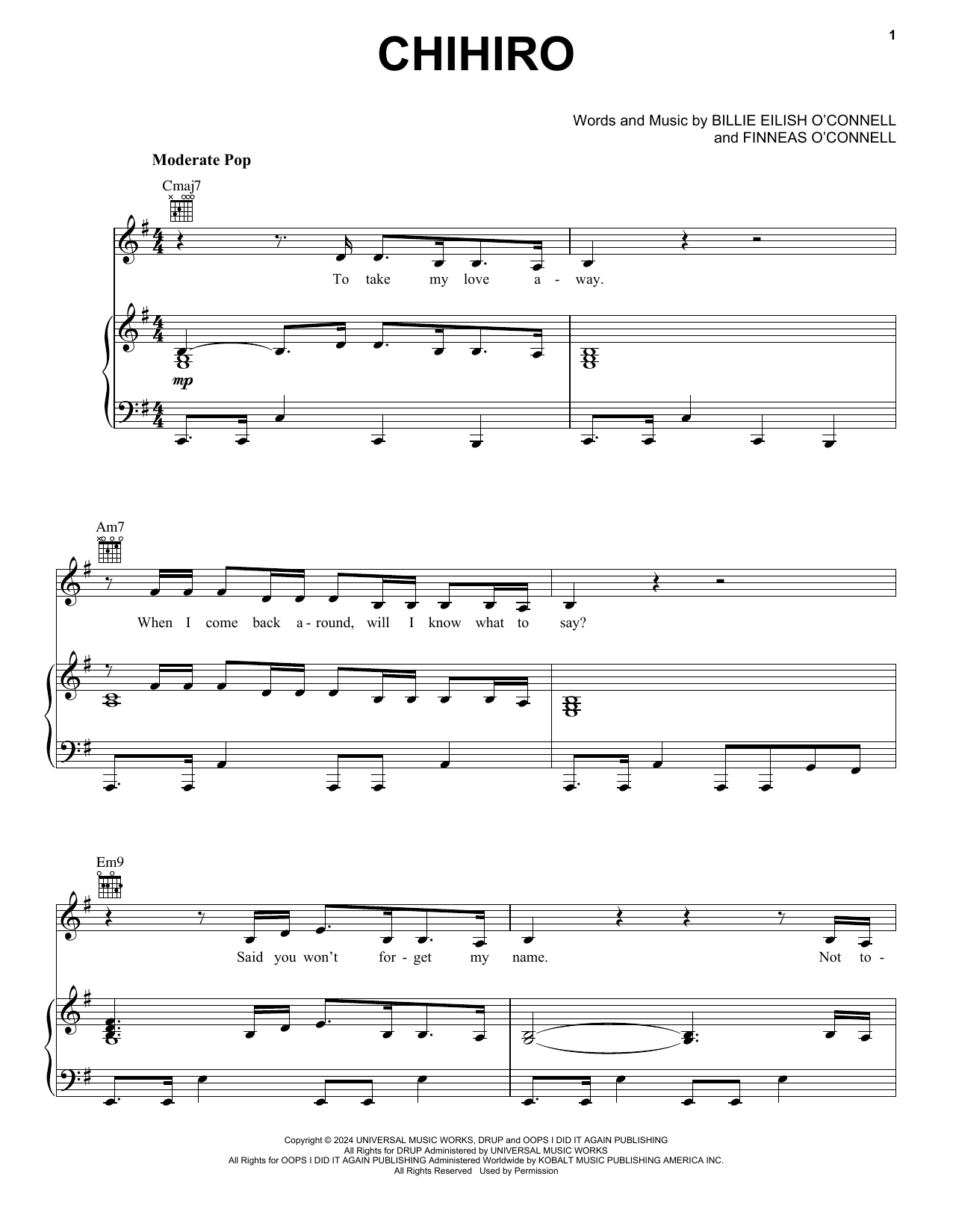 Download Billie Eilish CHIHIRO Sheet Music and learn how to play Easy Piano PDF digital score in minutes