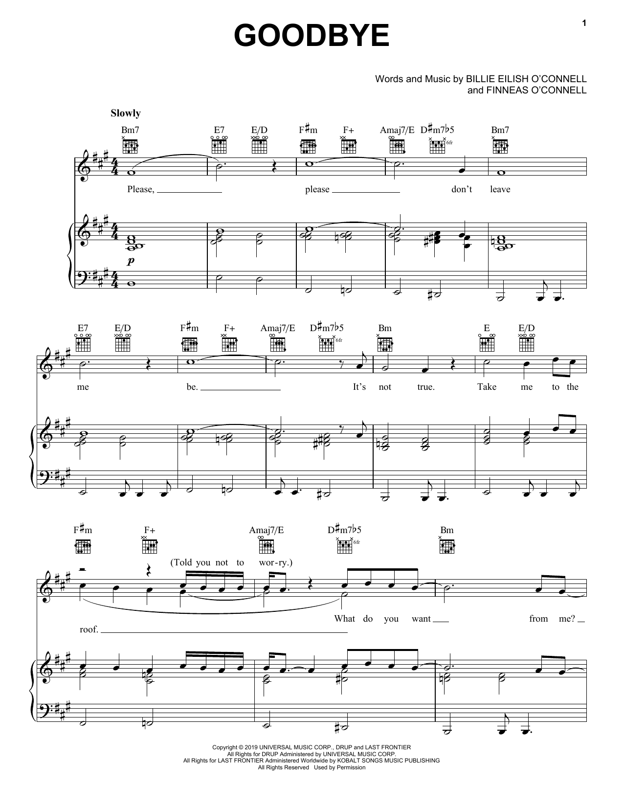 Download Billie Eilish goodbye Sheet Music and learn how to play Easy Piano PDF digital score in minutes