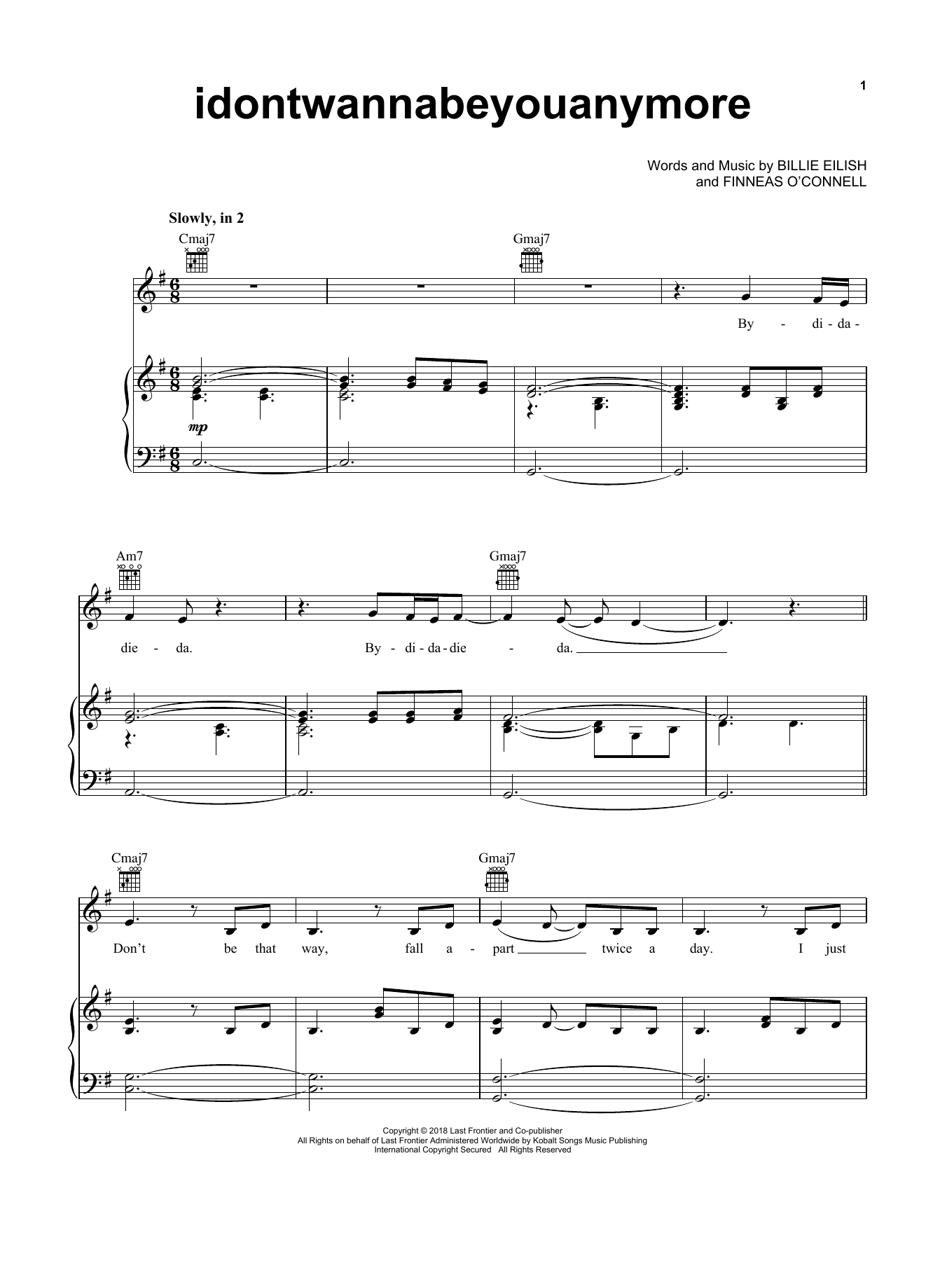 Download Billie Eilish idontwannabeyouanymore Sheet Music and learn how to play Super Easy Piano PDF digital score in minutes