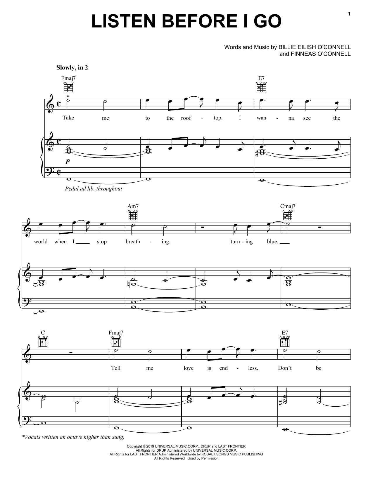 Download Billie Eilish listen before i go Sheet Music and learn how to play Super Easy Piano PDF digital score in minutes