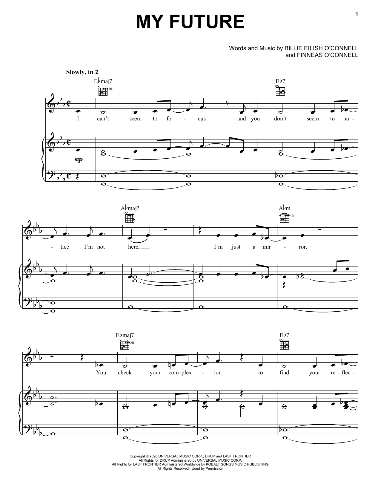 Download Billie Eilish my future Sheet Music and learn how to play Big Note Piano PDF digital score in minutes