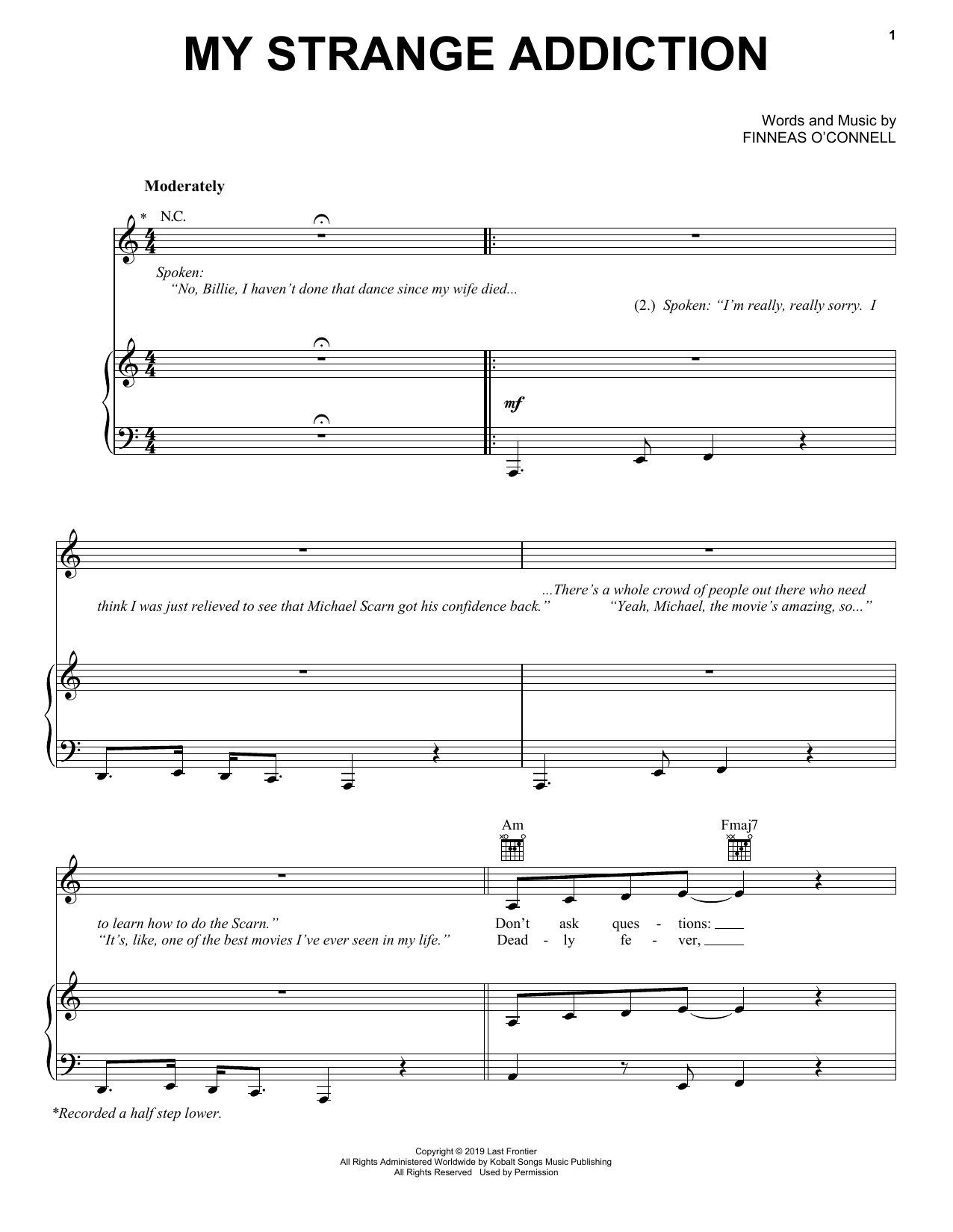 Download Billie Eilish my strange addiction Sheet Music and learn how to play Super Easy Piano PDF digital score in minutes