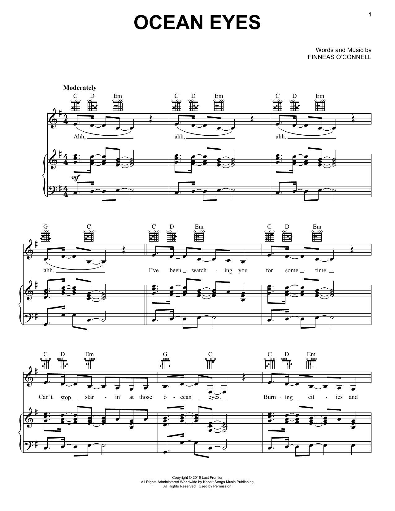Download Billie Eilish ocean eyes Sheet Music and learn how to play Clarinet Solo PDF digital score in minutes