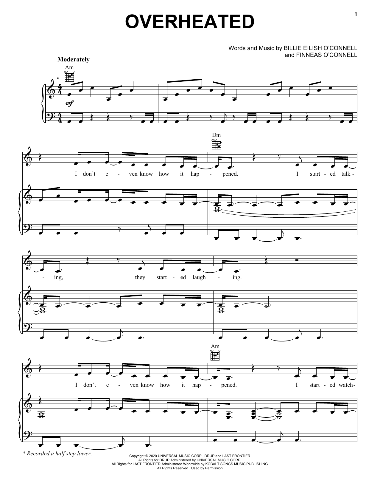 Download Billie Eilish OverHeated Sheet Music and learn how to play Easy Piano PDF digital score in minutes