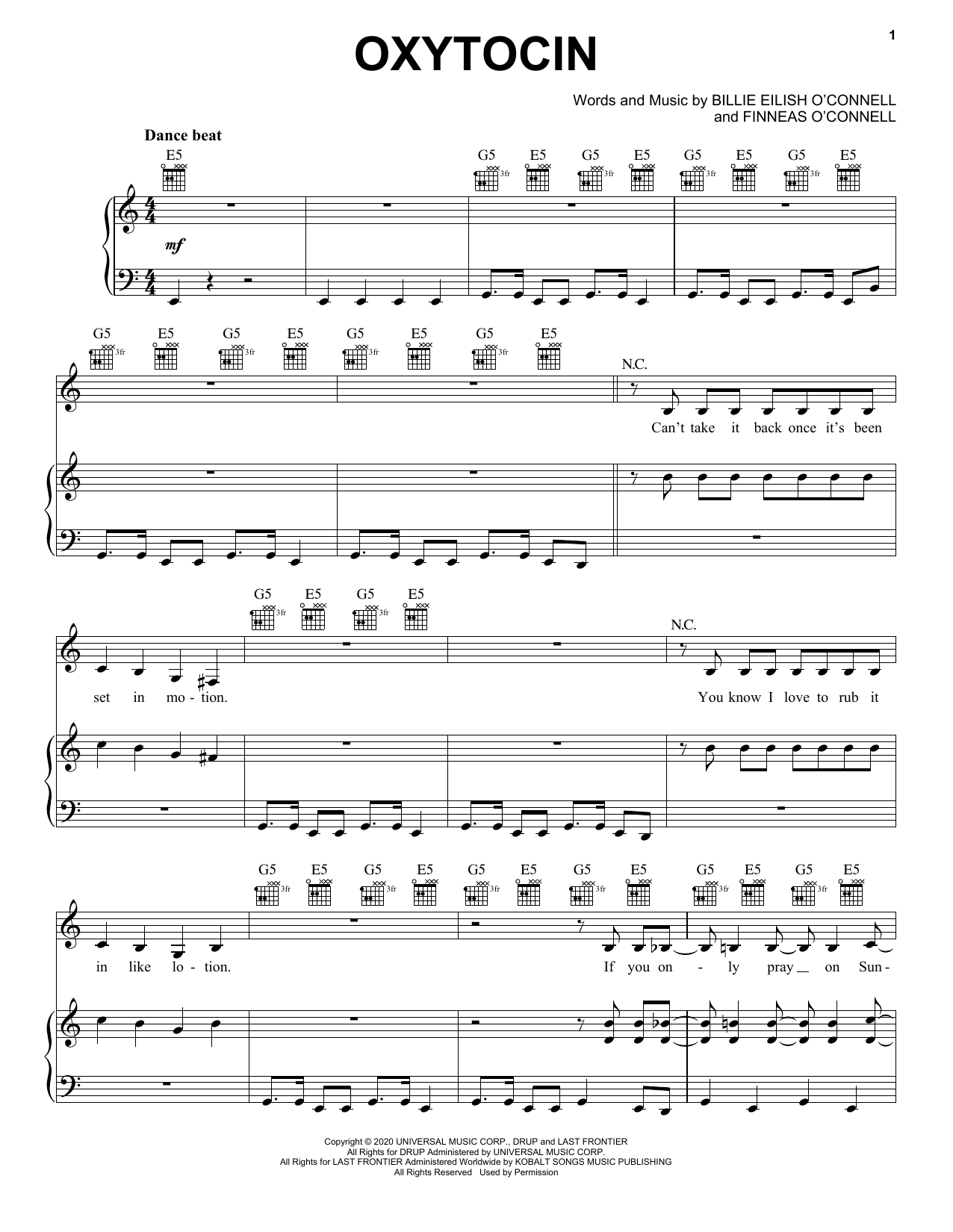 Download Billie Eilish Oxytocin Sheet Music and learn how to play Easy Piano PDF digital score in minutes