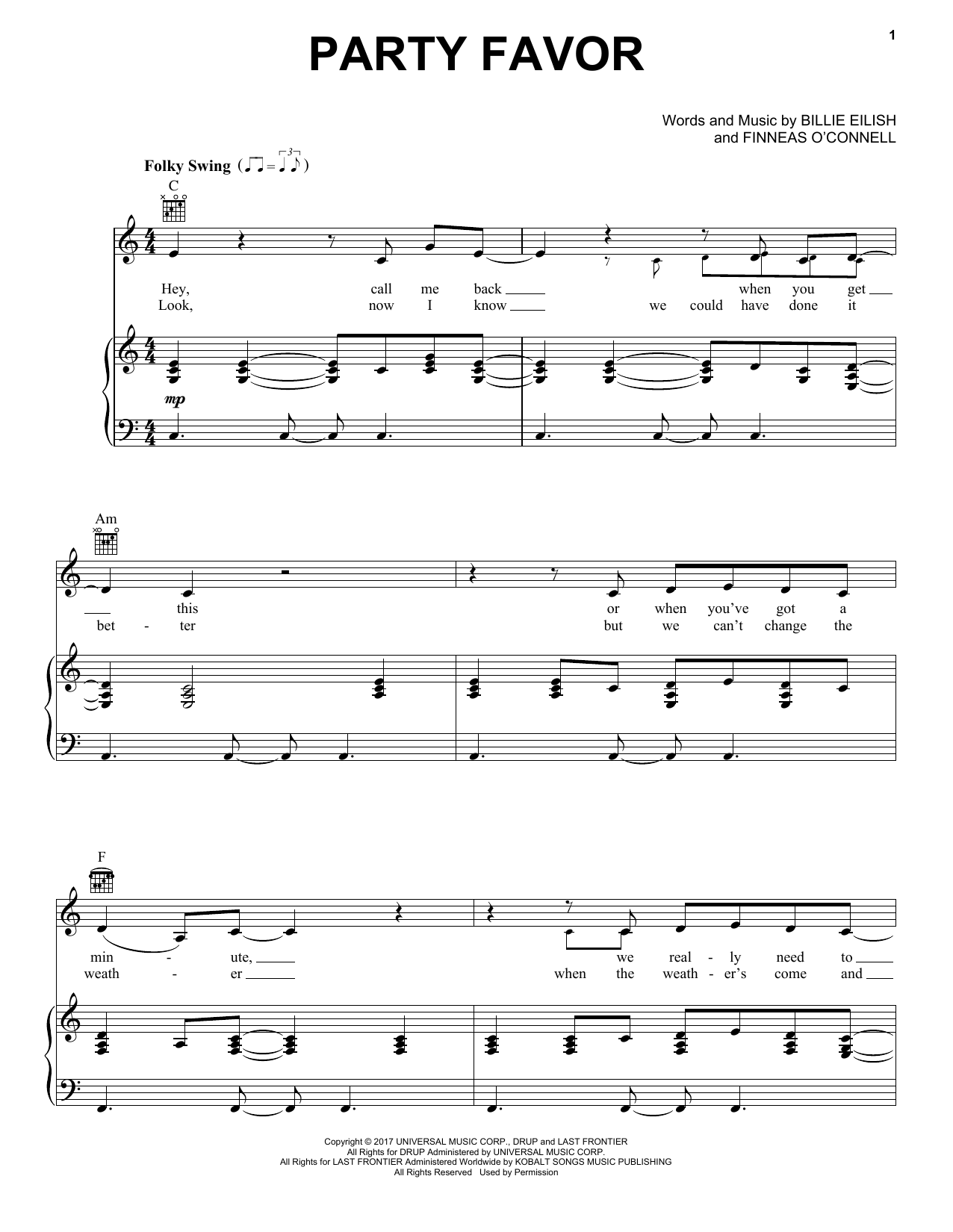 Download Billie Eilish party favor Sheet Music and learn how to play Super Easy Piano PDF digital score in minutes