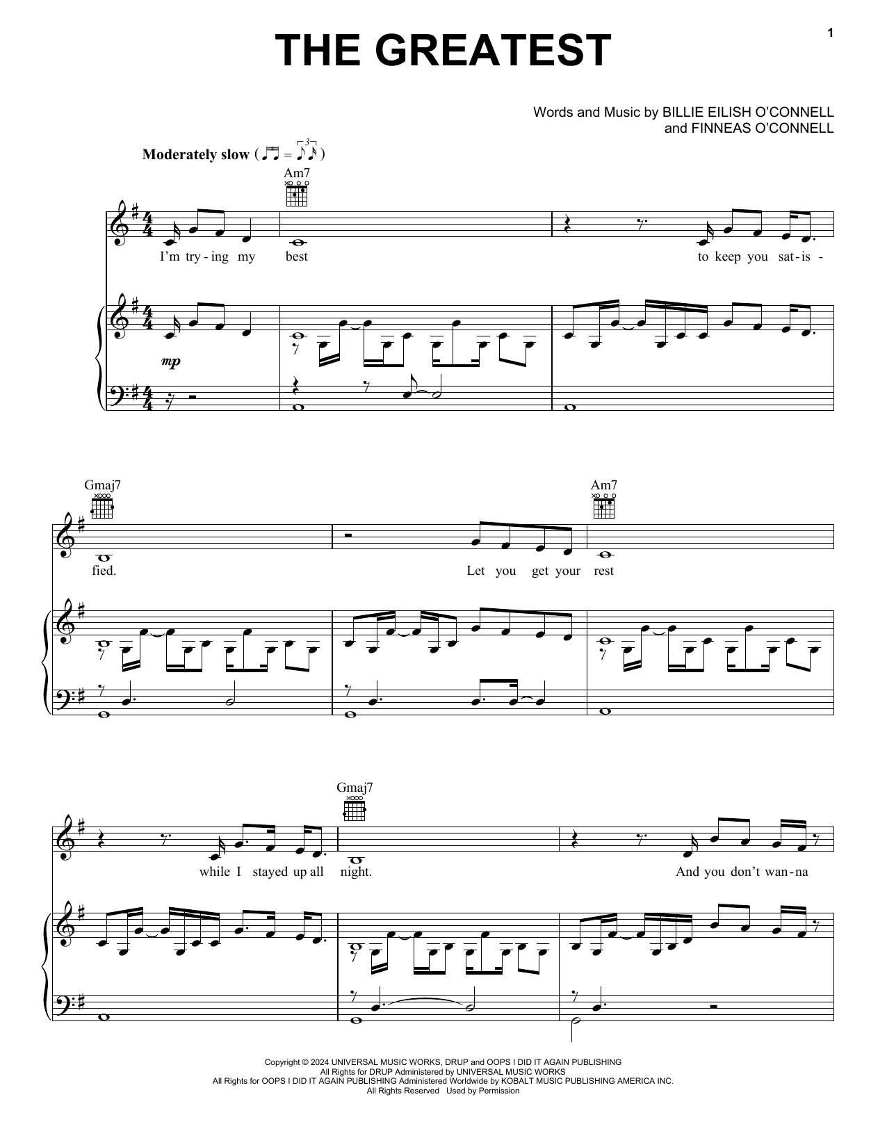 Download Billie Eilish THE GREATEST Sheet Music and learn how to play Easy Piano PDF digital score in minutes