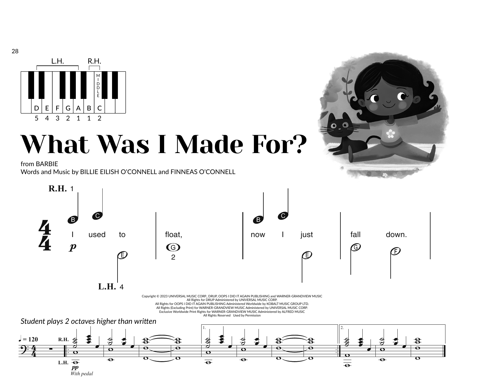 Download Billie Eilish What Was I Made For? (arr. Brittany McCorriston) Sheet Music and learn how to play Very Beginner Piano PDF digital score in minutes