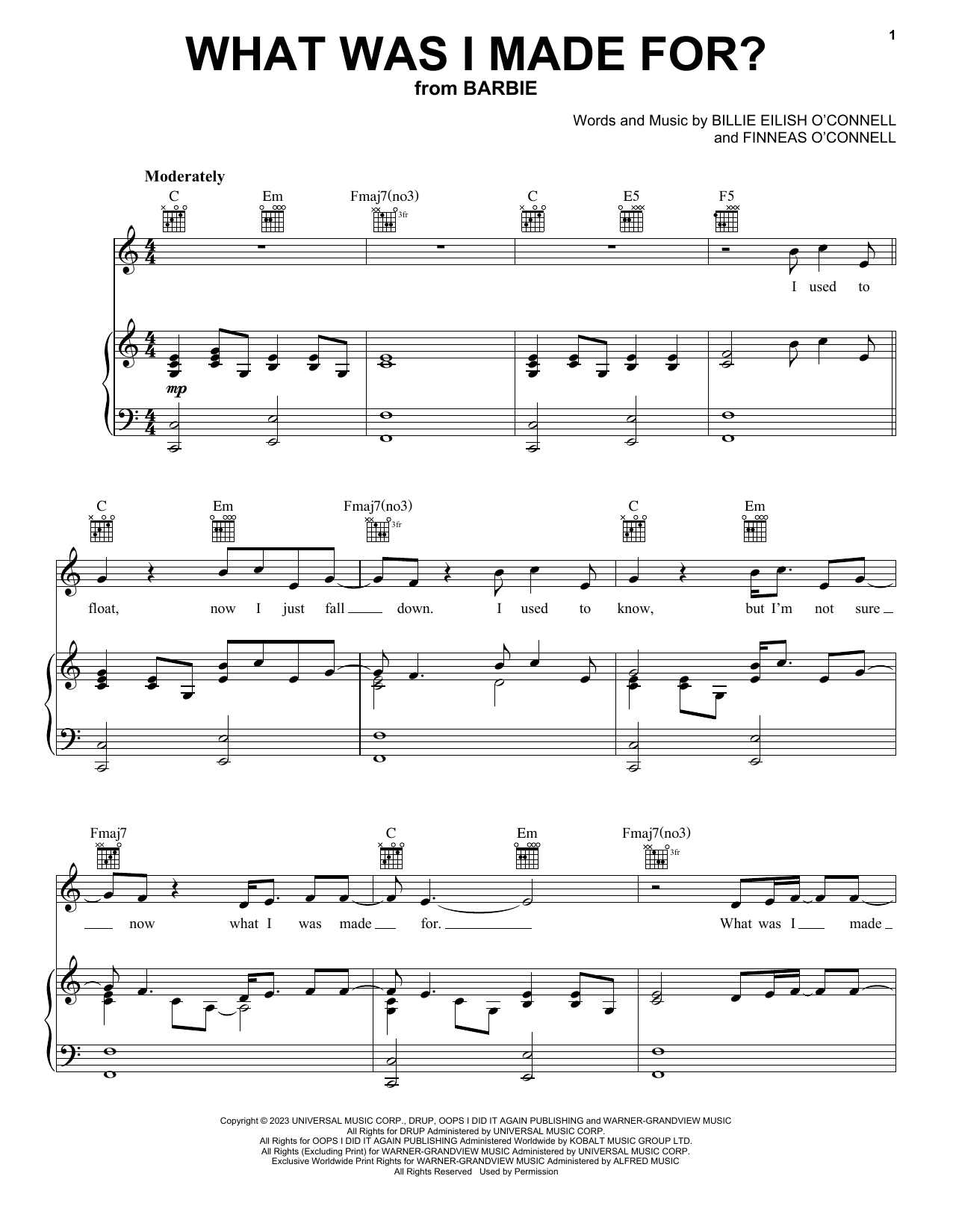 Download Billie Eilish What Was I Made For? (from Barbie) Sheet Music and learn how to play Tenor Sax Solo PDF digital score in minutes