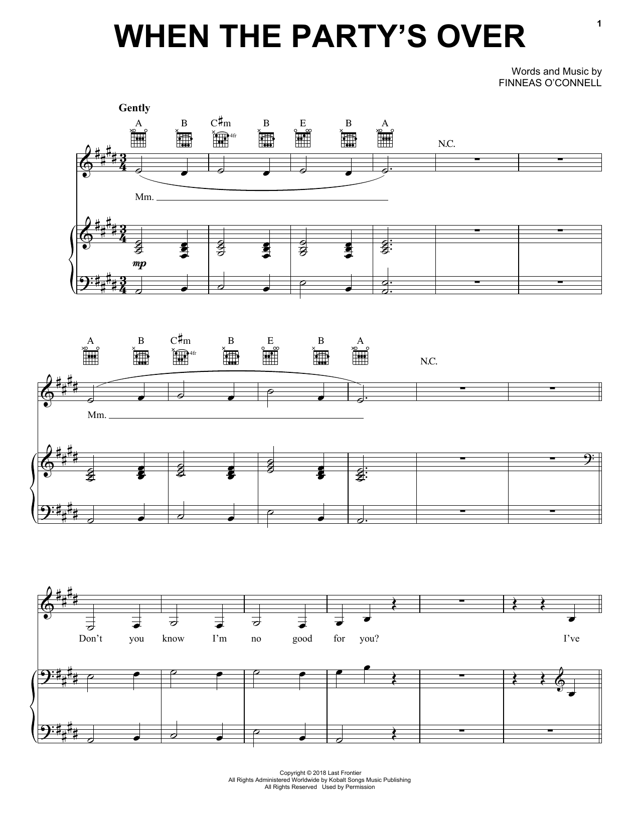 Download Billie Eilish when the party's over Sheet Music and learn how to play Super Easy Piano PDF digital score in minutes