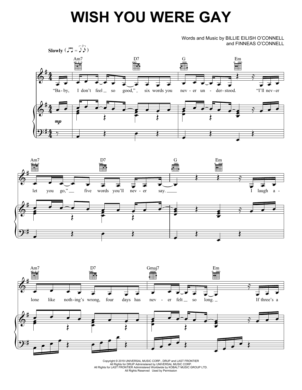 Download Billie Eilish wish you were gay Sheet Music and learn how to play Ukulele PDF digital score in minutes