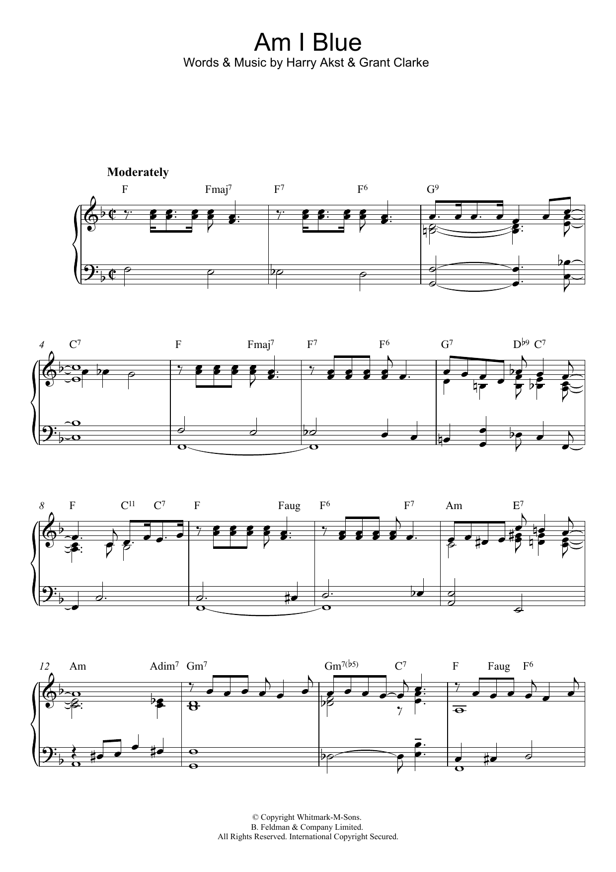 Download Billie Holiday Am I Blue Sheet Music and learn how to play Piano PDF digital score in minutes