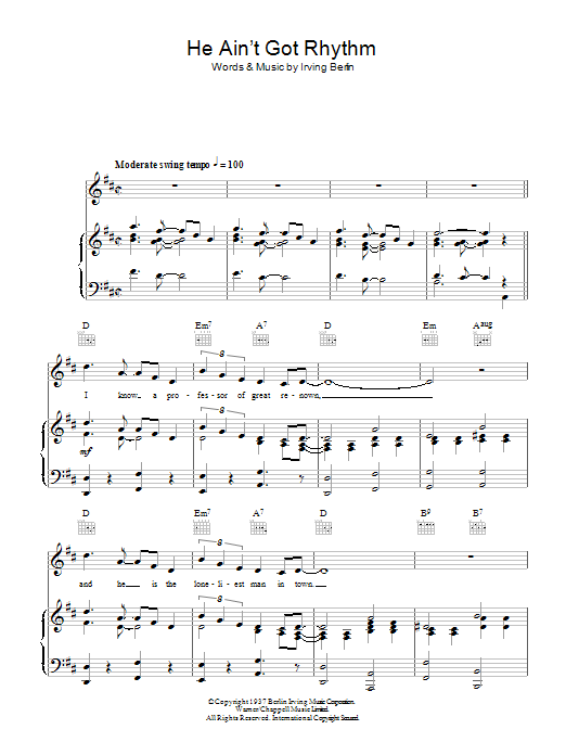 Download Billie Holiday He Ain't Got Rhythm Sheet Music and learn how to play Piano, Vocal & Guitar (Right-Hand Melody) PDF digital score in minutes