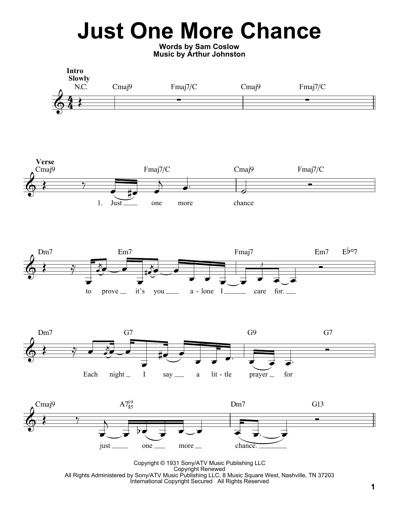 Download Billie Holiday Just One More Chance Sheet Music and learn how to play Voice PDF digital score in minutes