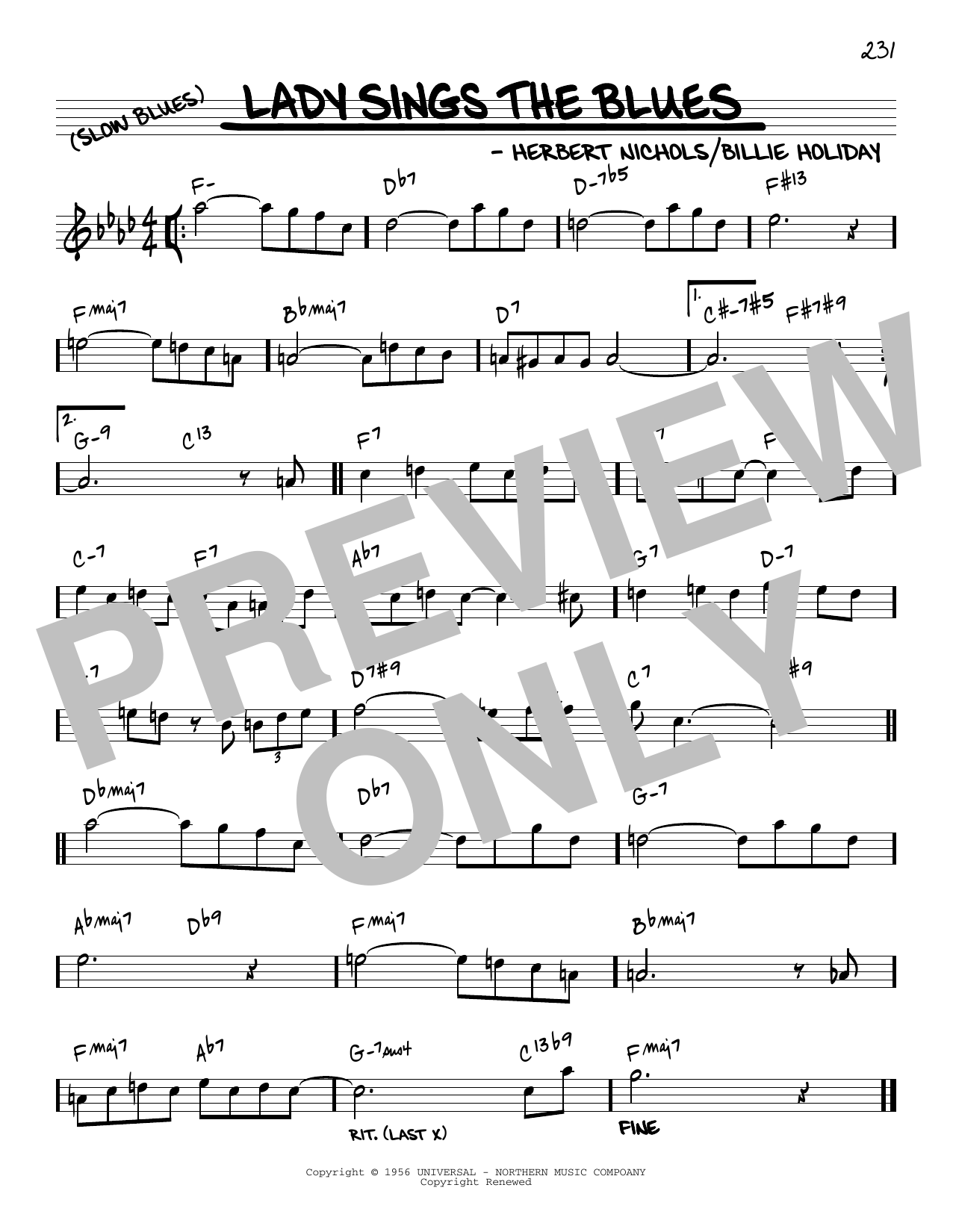 Download Billie Holiday Lady Sings The Blues [Reharmonized version] (arr. Jack Grassel) Sheet Music and learn how to play Real Book – Melody & Chords PDF digital score in minutes