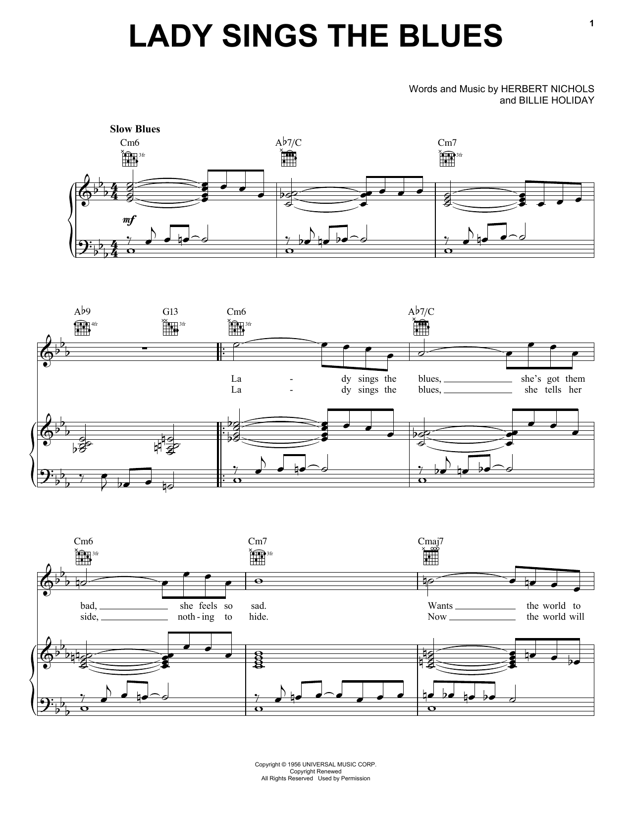 Download Billie Holiday The Lady Sings The Blues Sheet Music and learn how to play Real Book - Melody & Chords - C Instruments PDF digital score in minutes