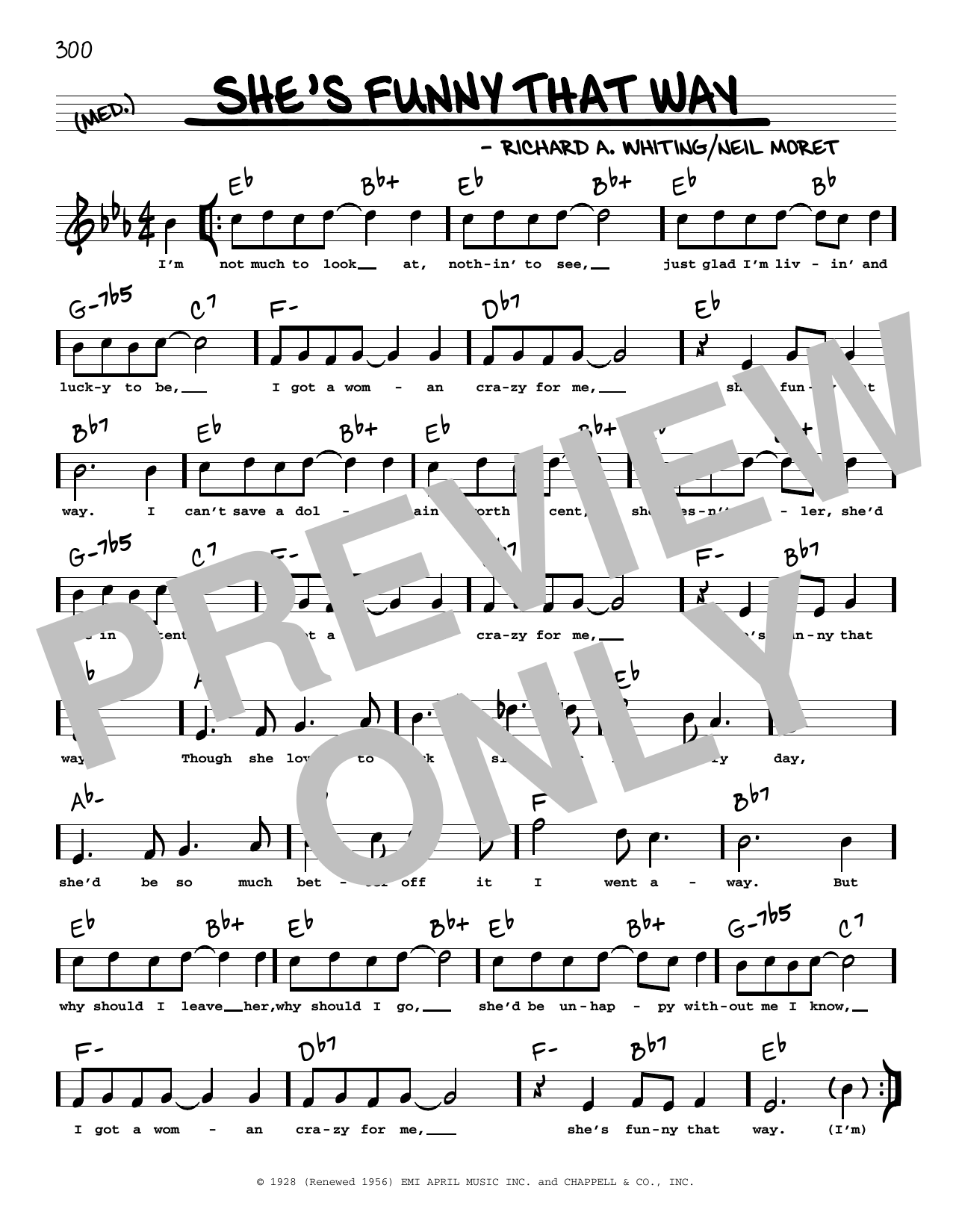Download Billie Holiday She's Funny That Way (arr. Robert Rawlins) Sheet Music and learn how to play Real Book – Melody, Lyrics & Chords PDF digital score in minutes