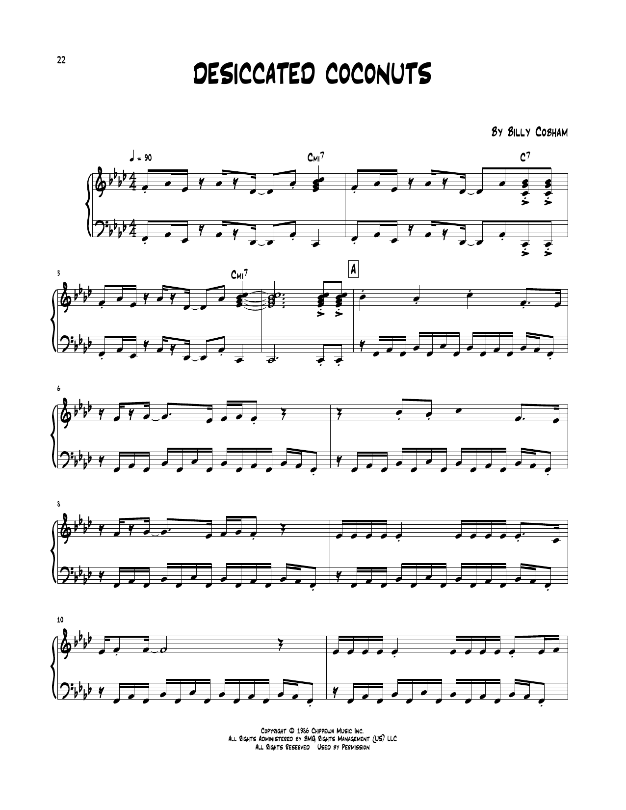 Download Billy Cobham Desiccated Coconuts Sheet Music and learn how to play Piano Transcription PDF digital score in minutes