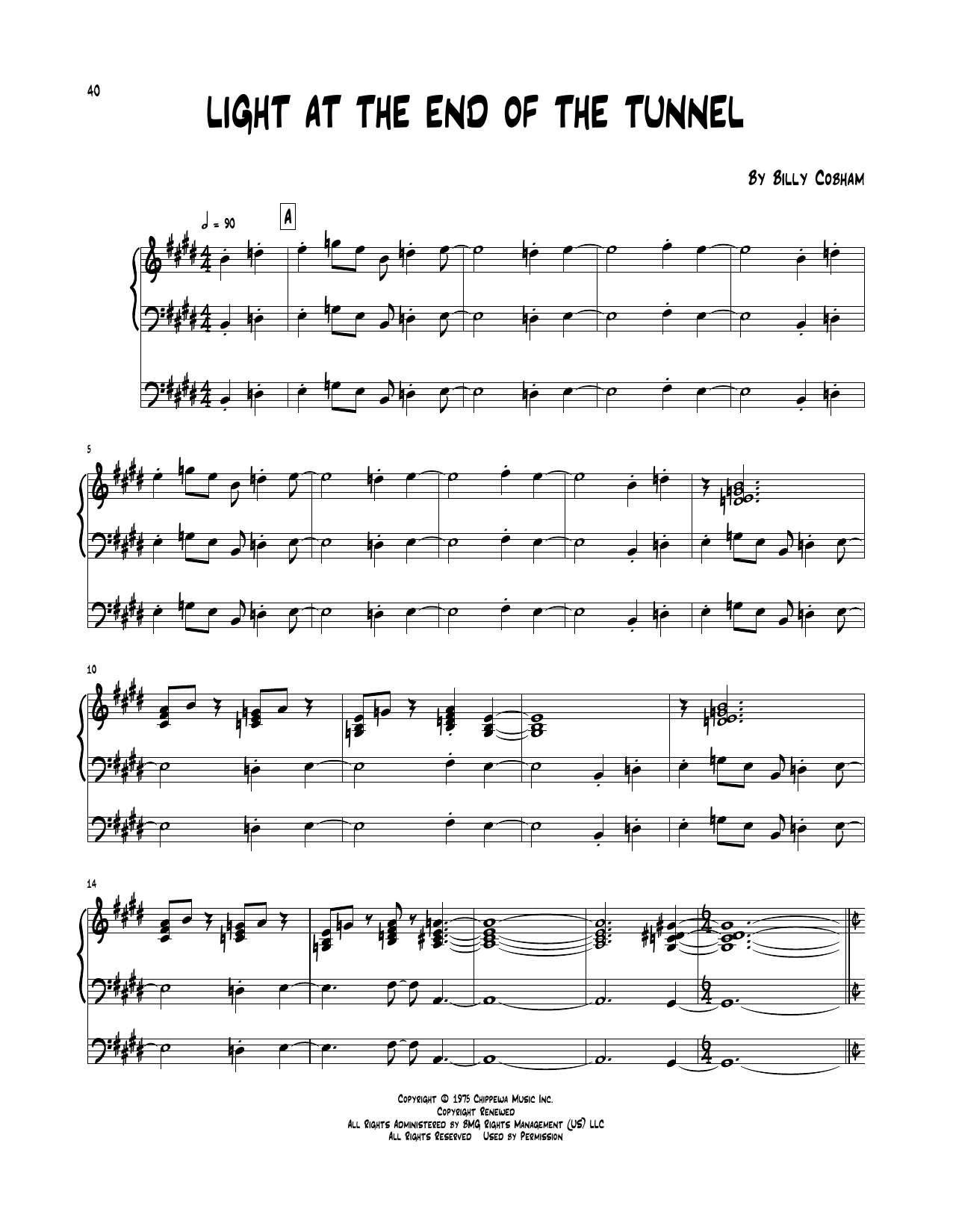 Download Billy Cobham Light At The End Of The Tunnel Sheet Music and learn how to play Piano Transcription PDF digital score in minutes