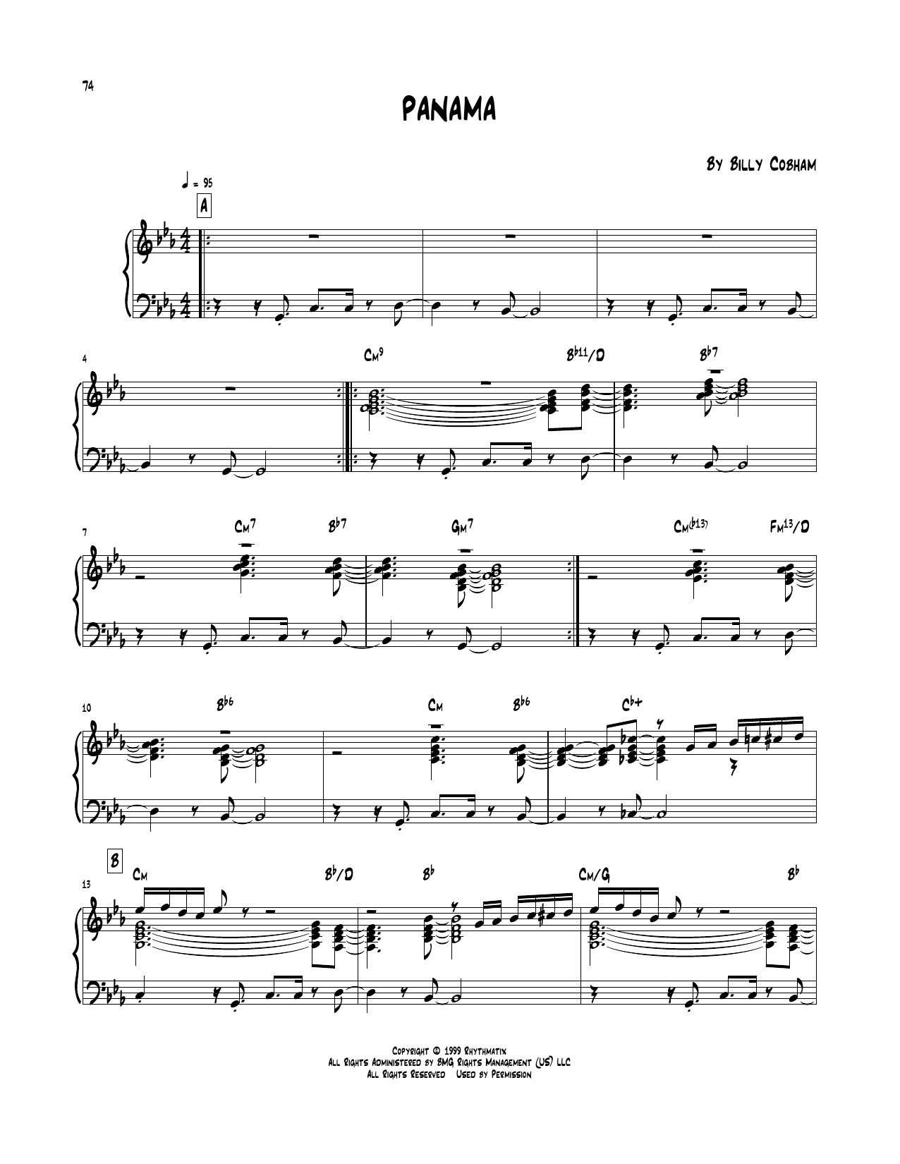Download Billy Cobham Panama Sheet Music and learn how to play Piano Transcription PDF digital score in minutes