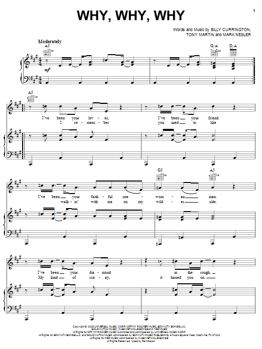 Download Billy Currington Why, Why, Why Sheet Music and learn how to play Piano, Vocal & Guitar (Right-Hand Melody) PDF digital score in minutes