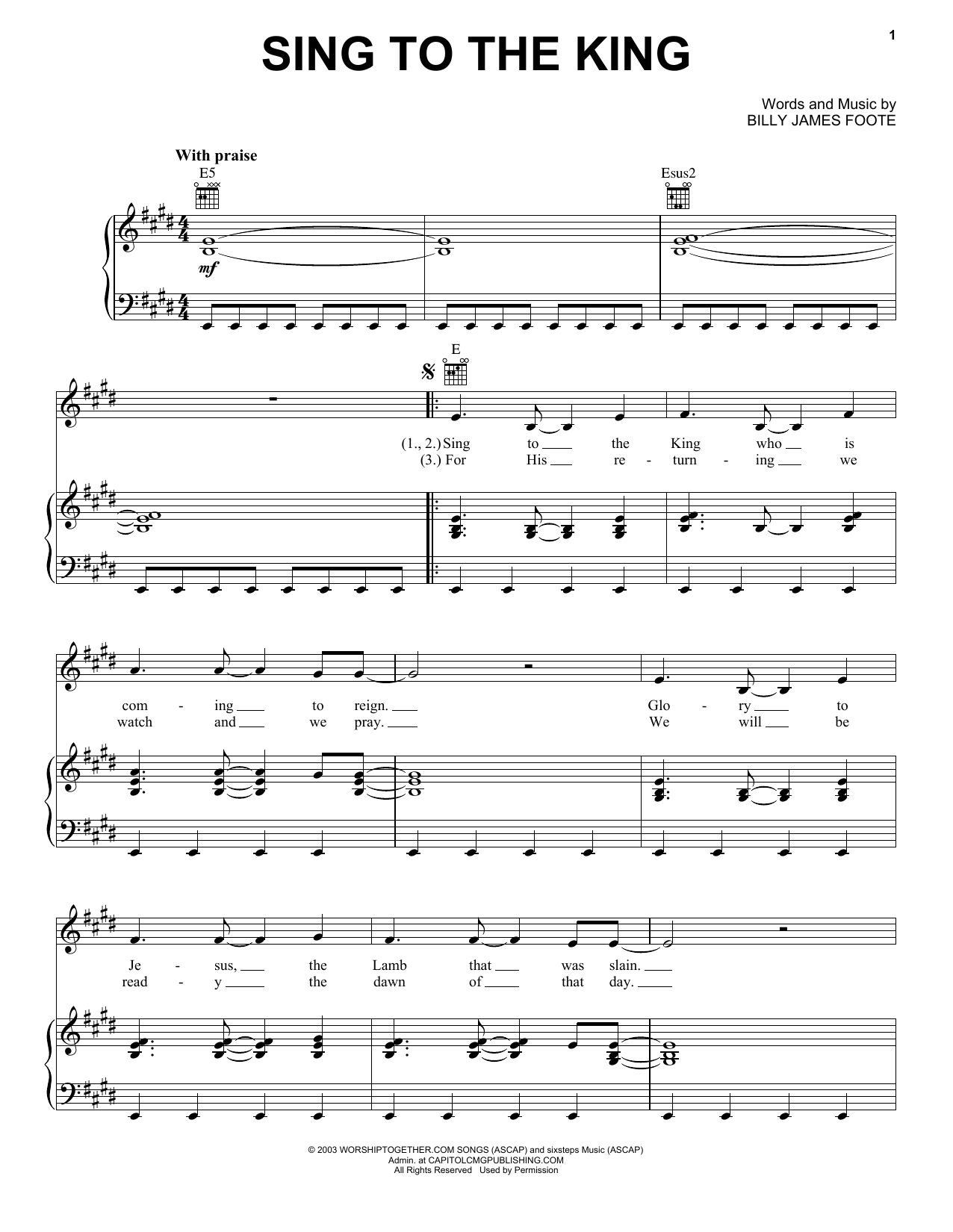 Download Billy Foote Sing To The King Sheet Music and learn how to play Easy Guitar Tab PDF digital score in minutes