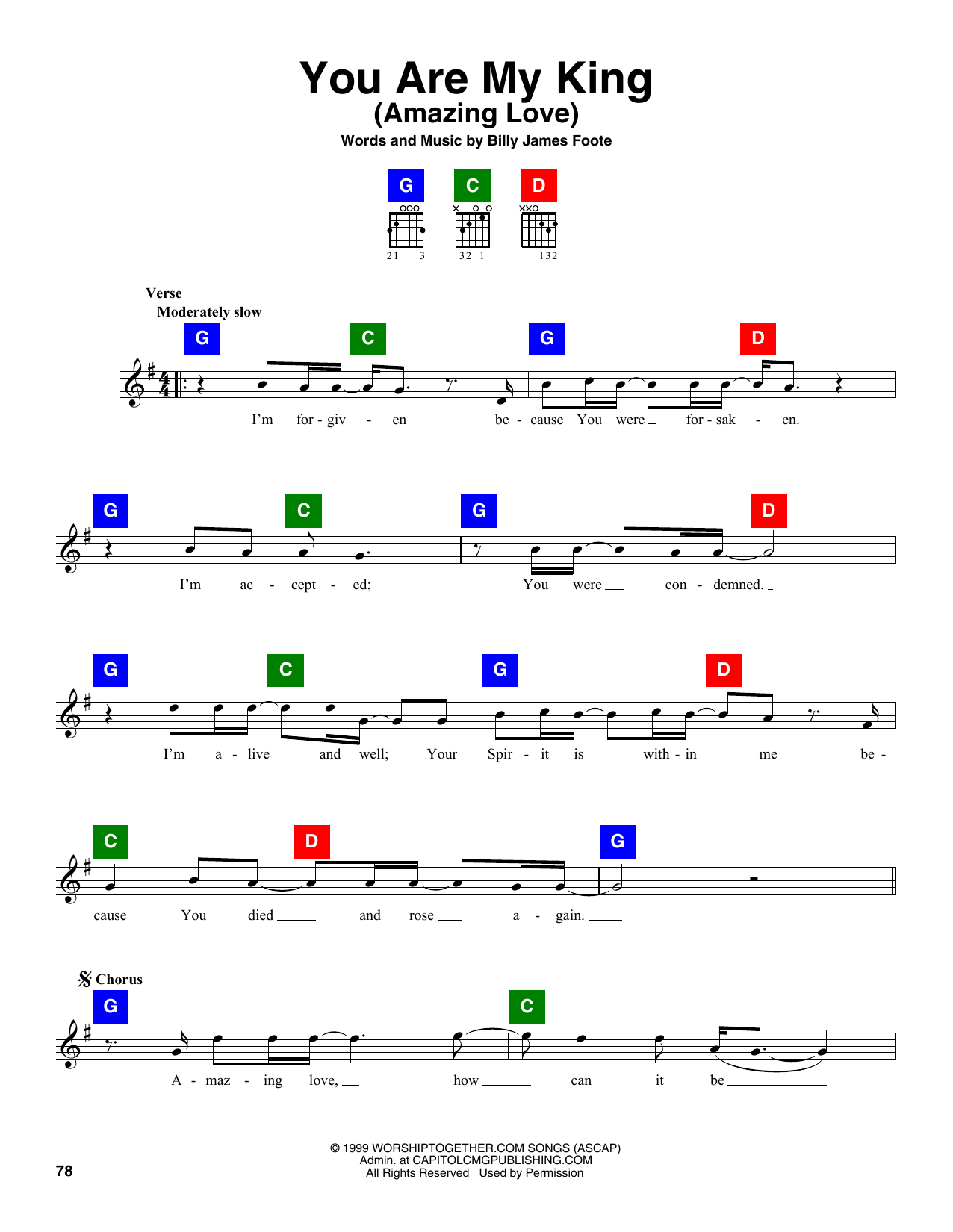 Download Billy Foote You Are My King (Amazing Love) Sheet Music and learn how to play Chord Buddy PDF digital score in minutes