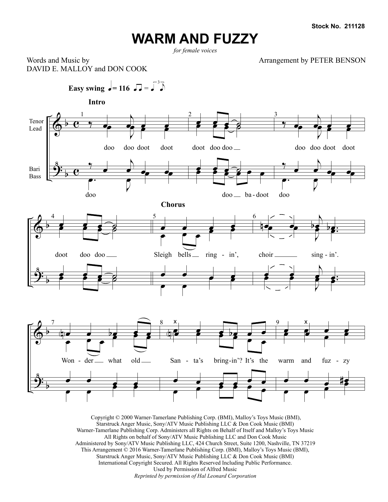 Download Billy Gilman Warm and Fuzzy (arr. Peter Benson) Sheet Music and learn how to play TTBB Choir PDF digital score in minutes