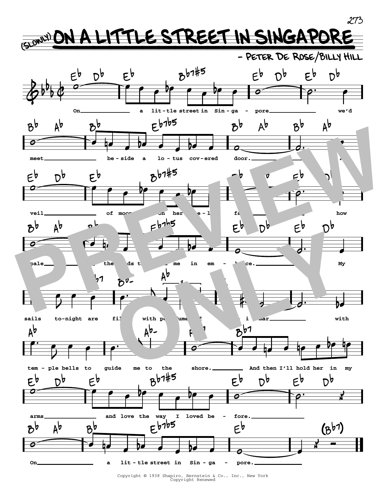 Download Billy Hill and Peter De Rose On A Little Street In Singapore (High Voice) Sheet Music and learn how to play Real Book – Melody, Lyrics & Chords PDF digital score in minutes