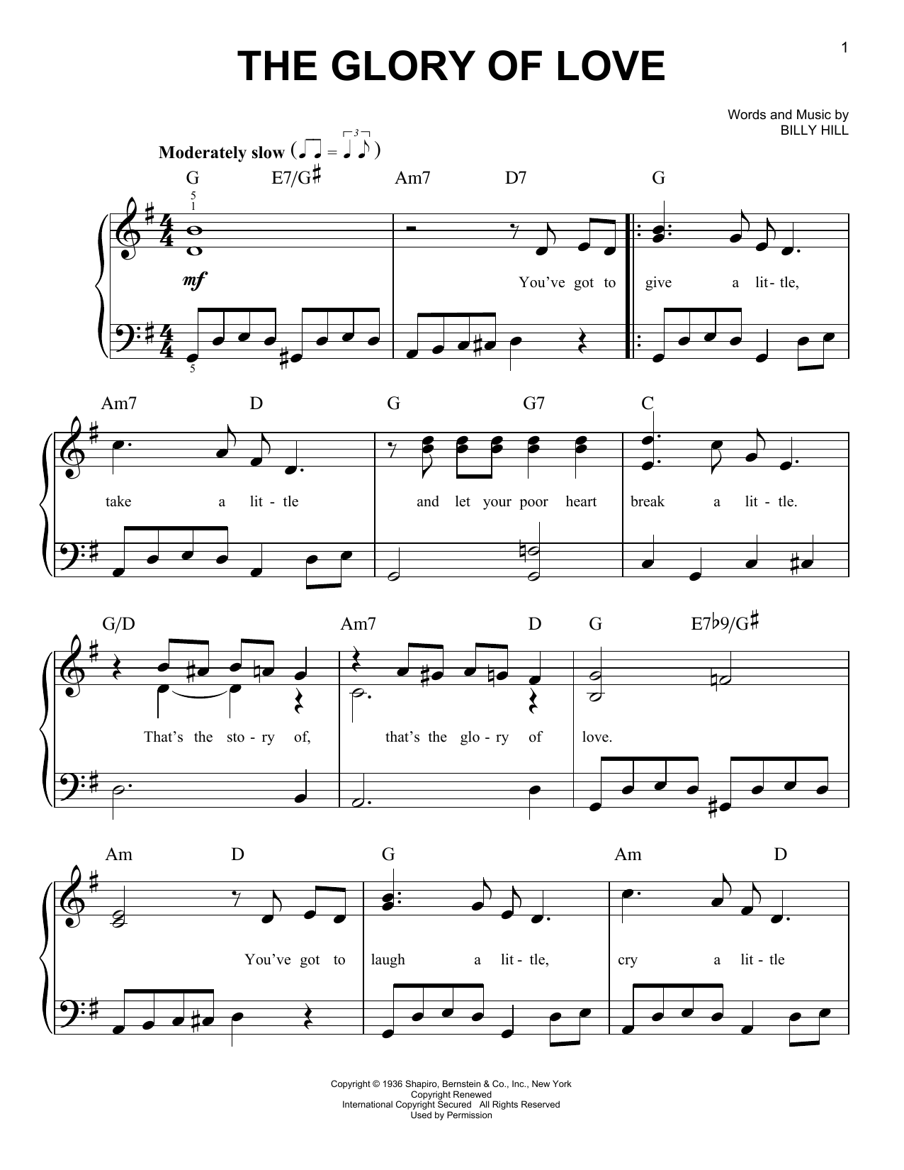 Download Billy Hill The Glory Of Love Sheet Music and learn how to play Banjo PDF digital score in minutes
