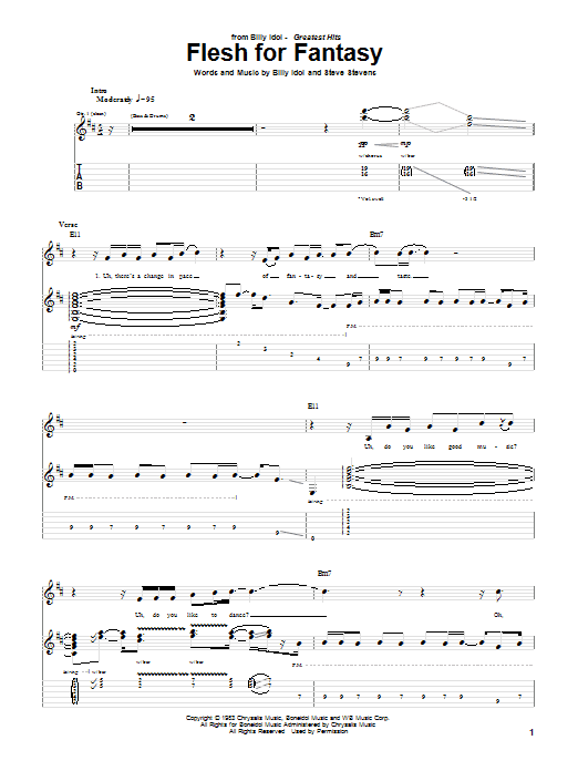 Download Billy Idol Flesh For Fantasy Sheet Music and learn how to play Piano, Vocal & Guitar (Right-Hand Melody) PDF digital score in minutes