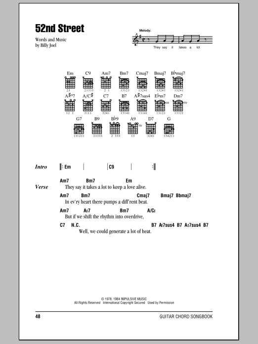 Download Billy Joel 52nd Street Sheet Music and learn how to play Keyboard Transcription PDF digital score in minutes