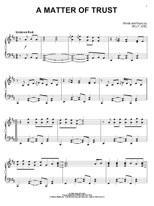 Download Billy Joel A Matter Of Trust Sheet Music and learn how to play Lyrics & Piano Chords PDF digital score in minutes