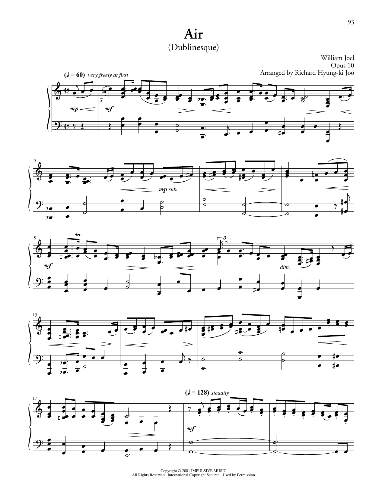 Download Billy Joel Air (Dublinesque) Sheet Music and learn how to play Piano Solo PDF digital score in minutes