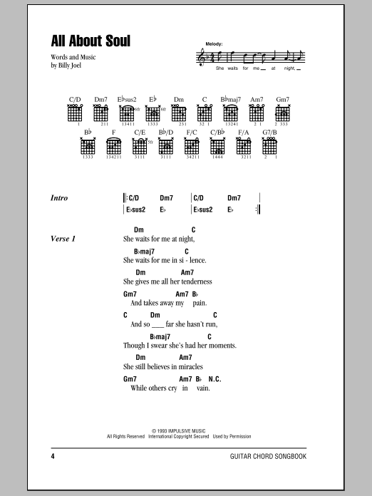 Download Billy Joel All About Soul Sheet Music and learn how to play Lyrics & Chords PDF digital score in minutes