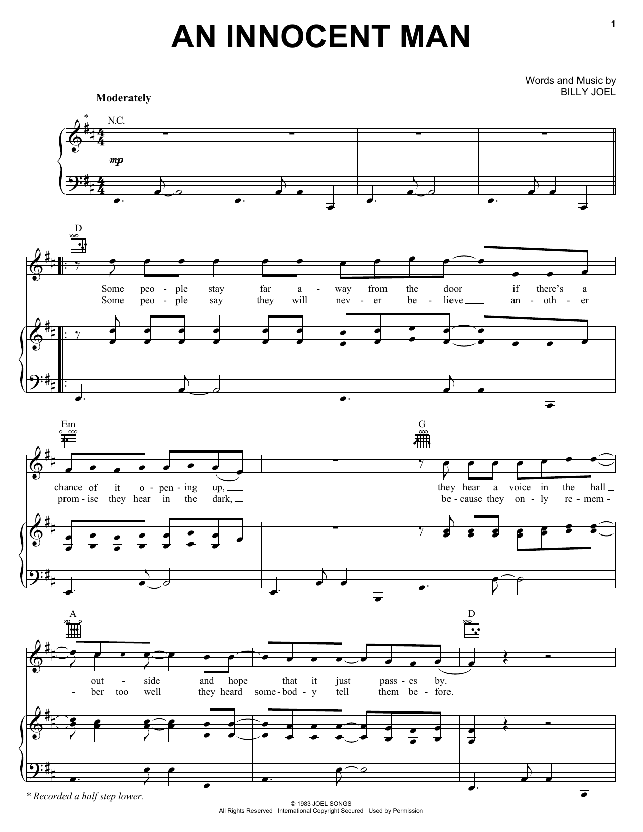 Download Billy Joel An Innocent Man Sheet Music and learn how to play Keyboard Transcription PDF digital score in minutes