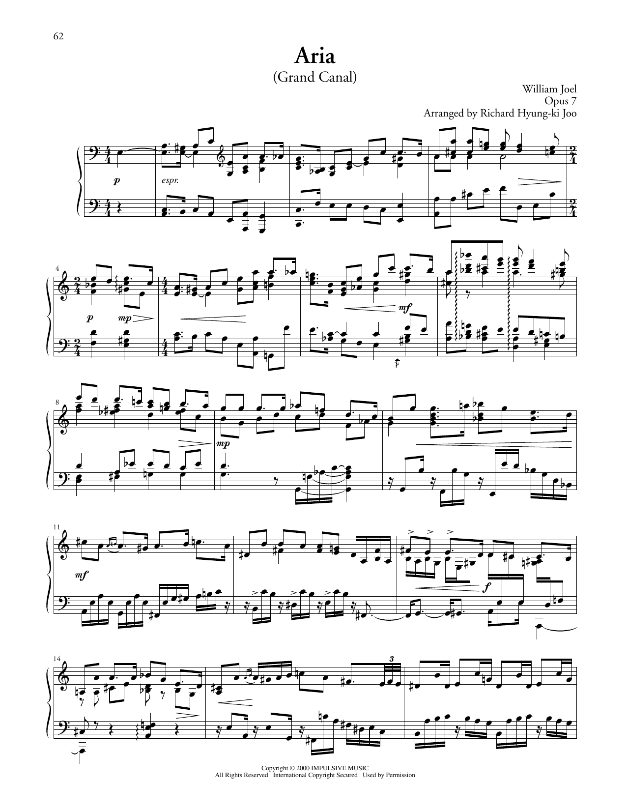 Download Billy Joel Aria (Grand Canal) Sheet Music and learn how to play Piano Solo PDF digital score in minutes