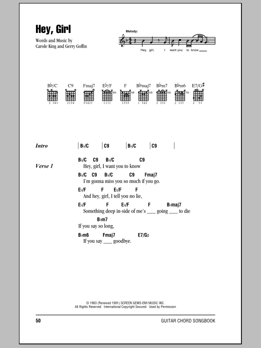 Download Billy Joel Hey, Girl Sheet Music and learn how to play Lyrics & Piano Chords PDF digital score in minutes