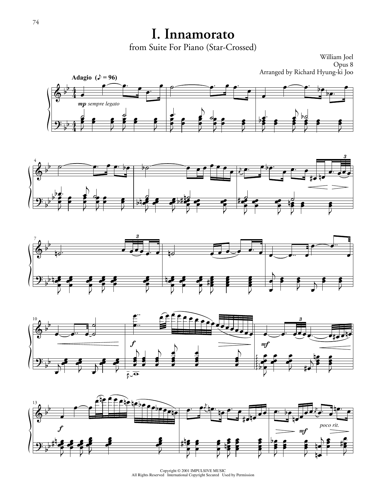 Download Billy Joel Innamorato From Suite For Piano Sheet Music and learn how to play Piano Solo PDF digital score in minutes