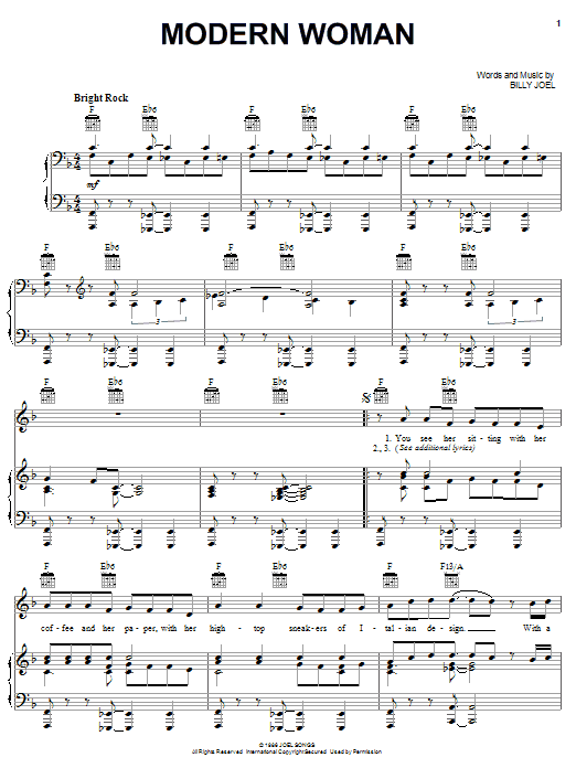 Download Billy Joel Modern Woman Sheet Music and learn how to play Lyrics & Chords PDF digital score in minutes