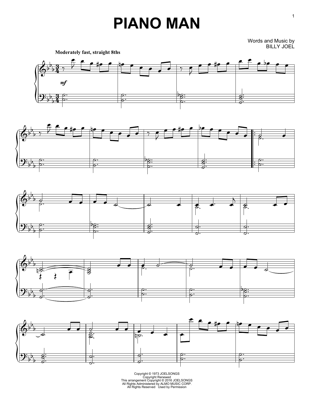 Download Billy Joel Piano Man Sheet Music and learn how to play Piano PDF digital score in minutes