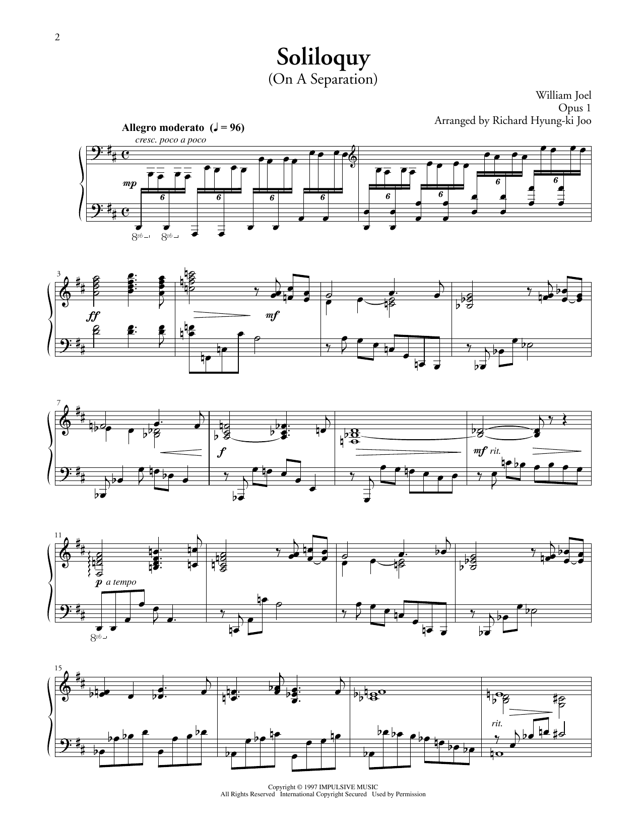 Download Billy Joel Soliloquy (On A Separation) Sheet Music and learn how to play Piano Solo PDF digital score in minutes