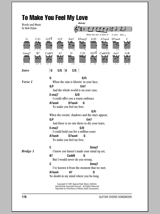 Download Billy Joel To Make You Feel My Love Sheet Music and learn how to play Lyrics & Piano Chords PDF digital score in minutes