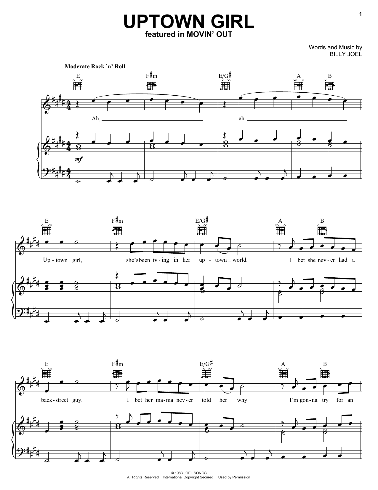 Download Billy Joel Uptown Girl Sheet Music and learn how to play Alto Sax Duet PDF digital score in minutes
