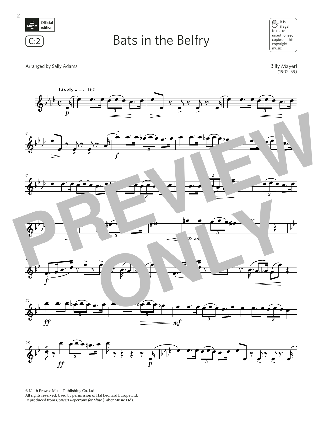 Download Billy Mayerl Bats in the Belfry (Grade 6 List C1 from the ABRSM Flute syllabus from 2022) Sheet Music and learn how to play Flute Solo PDF digital score in minutes