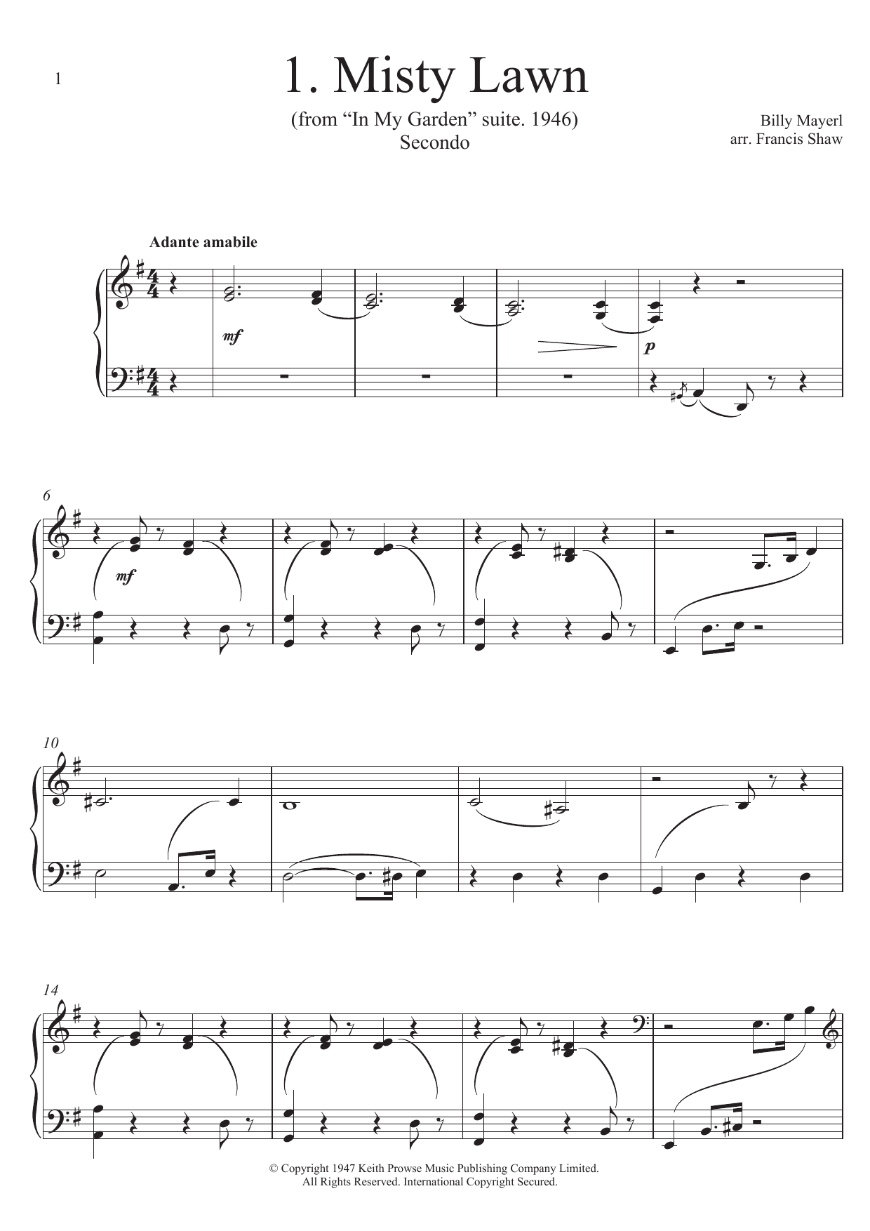 Download Billy Mayerl In My Garden Sheet Music and learn how to play Piano Duet PDF digital score in minutes