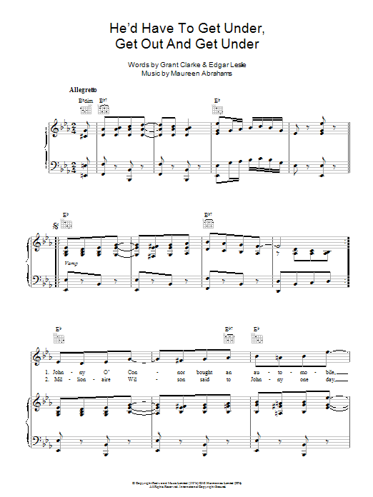 Download Billy Murray He'd Have To Get Under, Get Out And Get Under Sheet Music and learn how to play Piano, Vocal & Guitar (Right-Hand Melody) PDF digital score in minutes