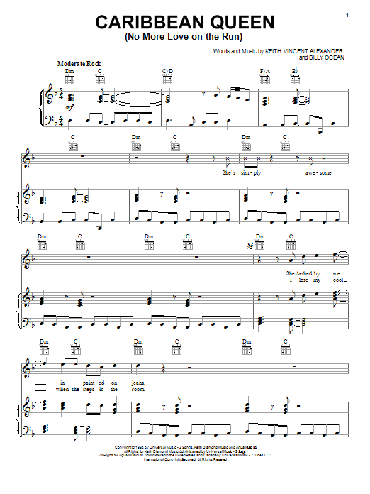 Download Billy Ocean Caribbean Queen (No More Love On The Run) Sheet Music and learn how to play Trombone PDF digital score in minutes