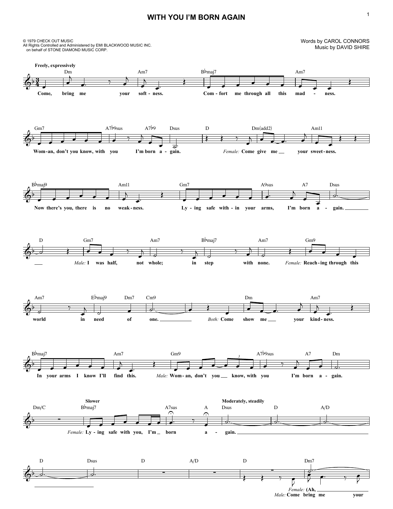 Download Billy Preston With You I'm Born Again Sheet Music and learn how to play Melody Line, Lyrics & Chords PDF digital score in minutes
